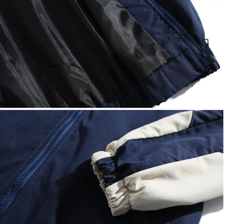 Color Block Patchwork Cotton Thick Warm Varsity Fuzzy Coat Jackets