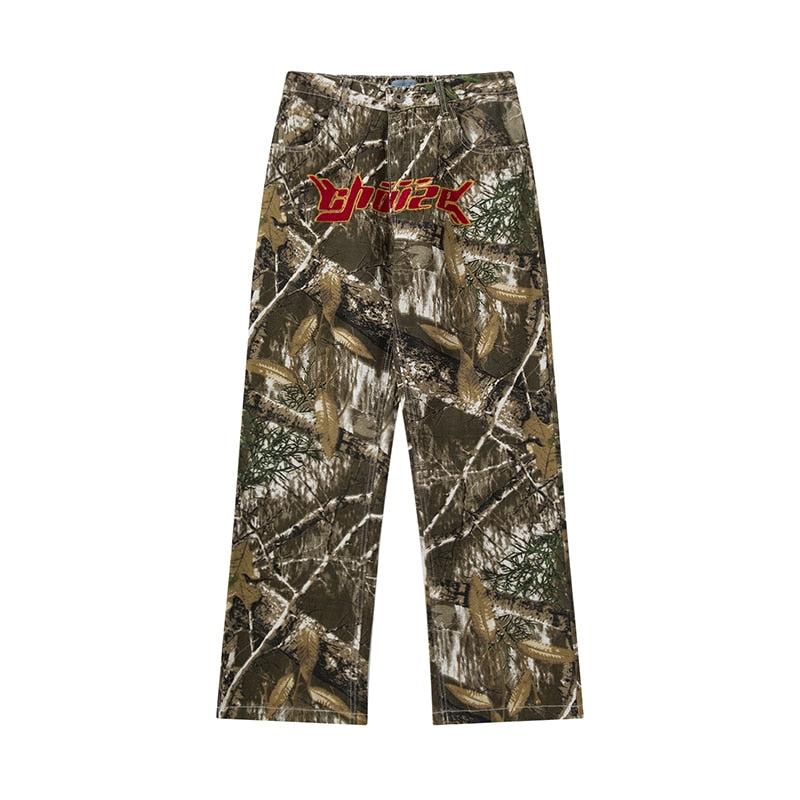Haruja - Embroidery Camouflage Cargo Pant-streetwear jeans
