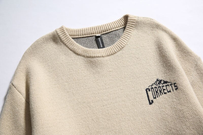 Vintage supply oversized knitted jumper with mountain scene Clearance