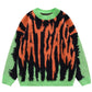 Harajuku Vintage Knitted Sweater orange green and black