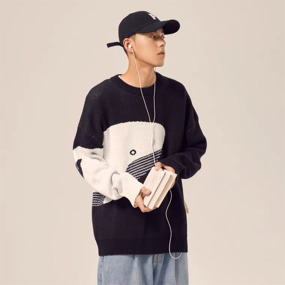 man wearing Haruja - Lonely Whale black Sweater