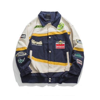 Haruja - Cotton Patchwork Blue Racing Jacket