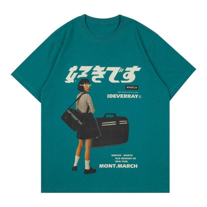 haruja japanese girl green tee