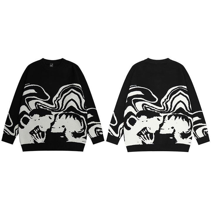 haruja_retro_painting_skull_black_sweater