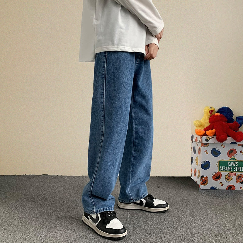 haruja streetwear baggy blue jeans