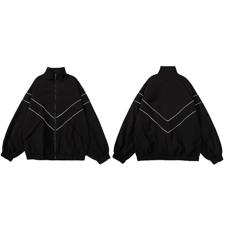 Haruja - Zipper Reflective Striped Jacket