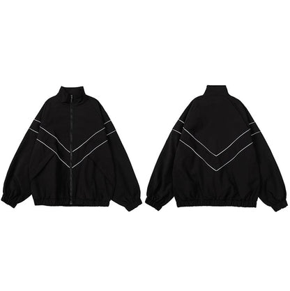 Haruja - Zipper Reflective Striped Jacket