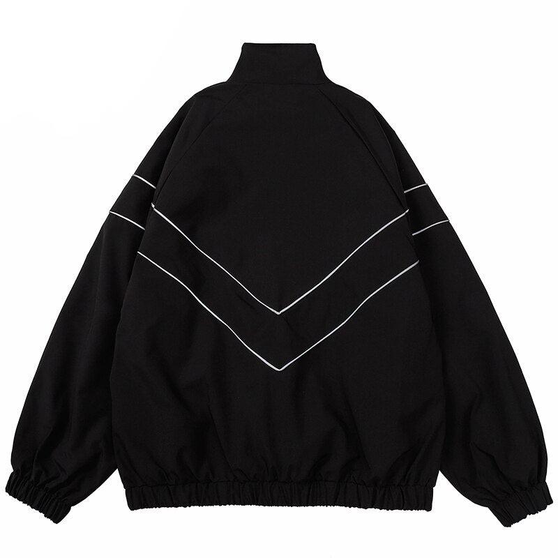 haruja zipper reflective striped jacket back