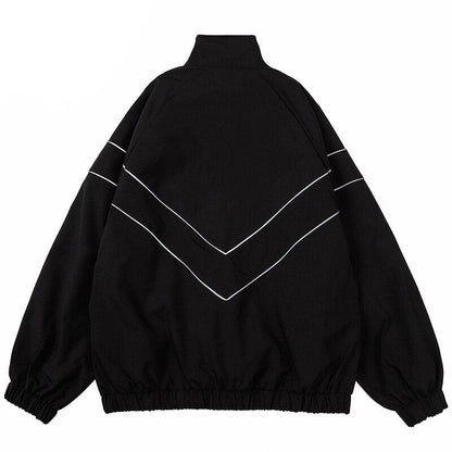 haruja zipper reflective striped jacket back