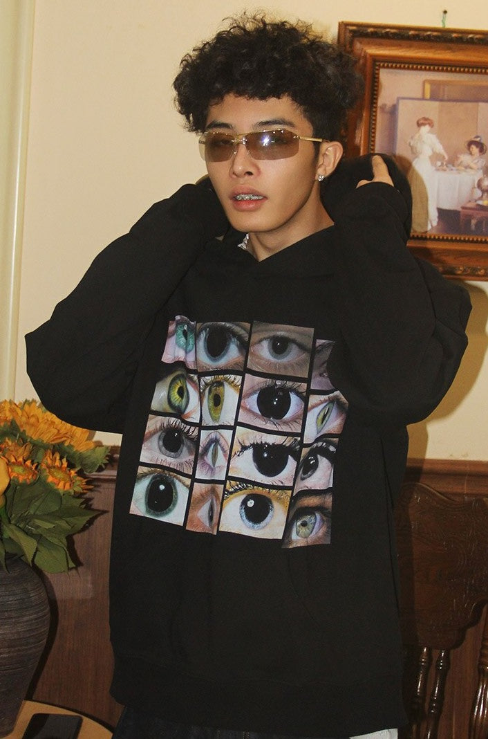 men wear haruja - multiple eyes hoodie front