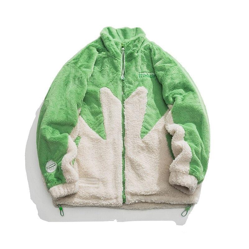 haruja - "Stiwaup" Sherpa green and white Coat