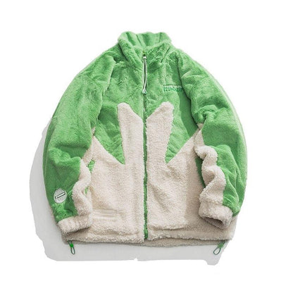 haruja - "Stiwaup" Sherpa green and white Coat