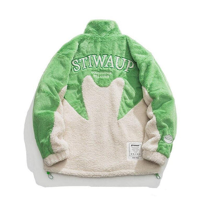 haruja - "Stiwaup" Sherpa green and white Coat