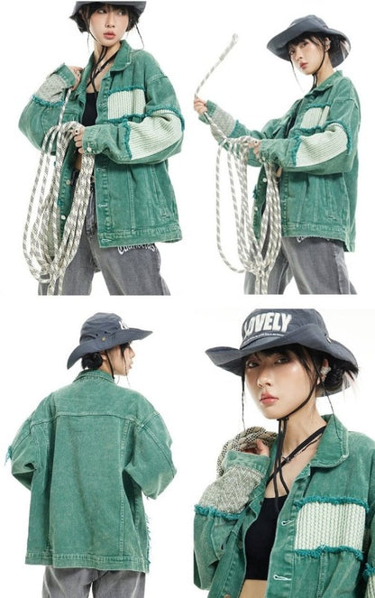 haruja_green_patchwork_denim_jean_jacket
