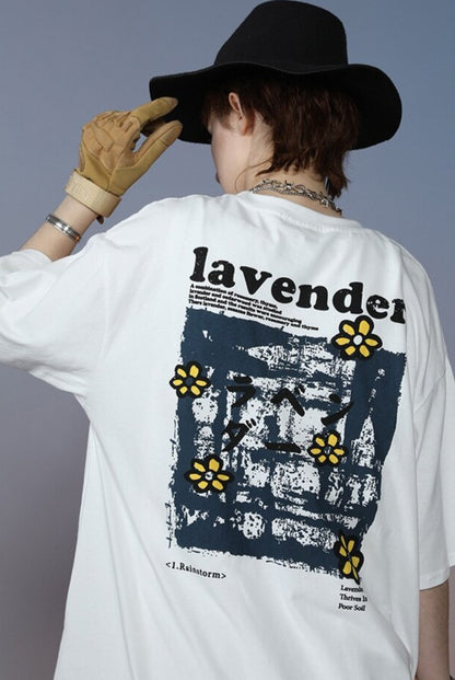 women wear haruja lavender white tee back